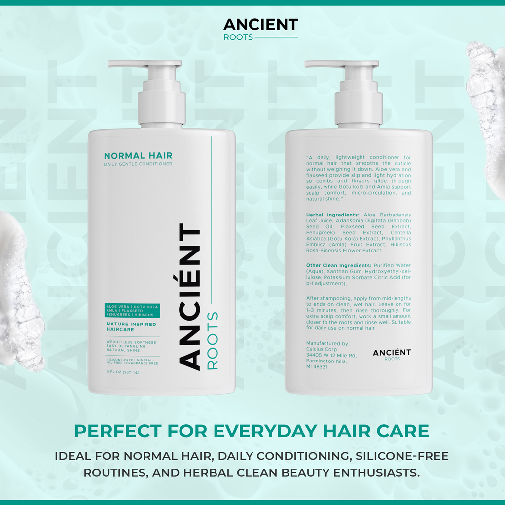 Ancient Roots Daily Gentle Conditioner for Normal Hair, Lightweight Detangling Conditioner for Natural Shine, 8 Fl Oz