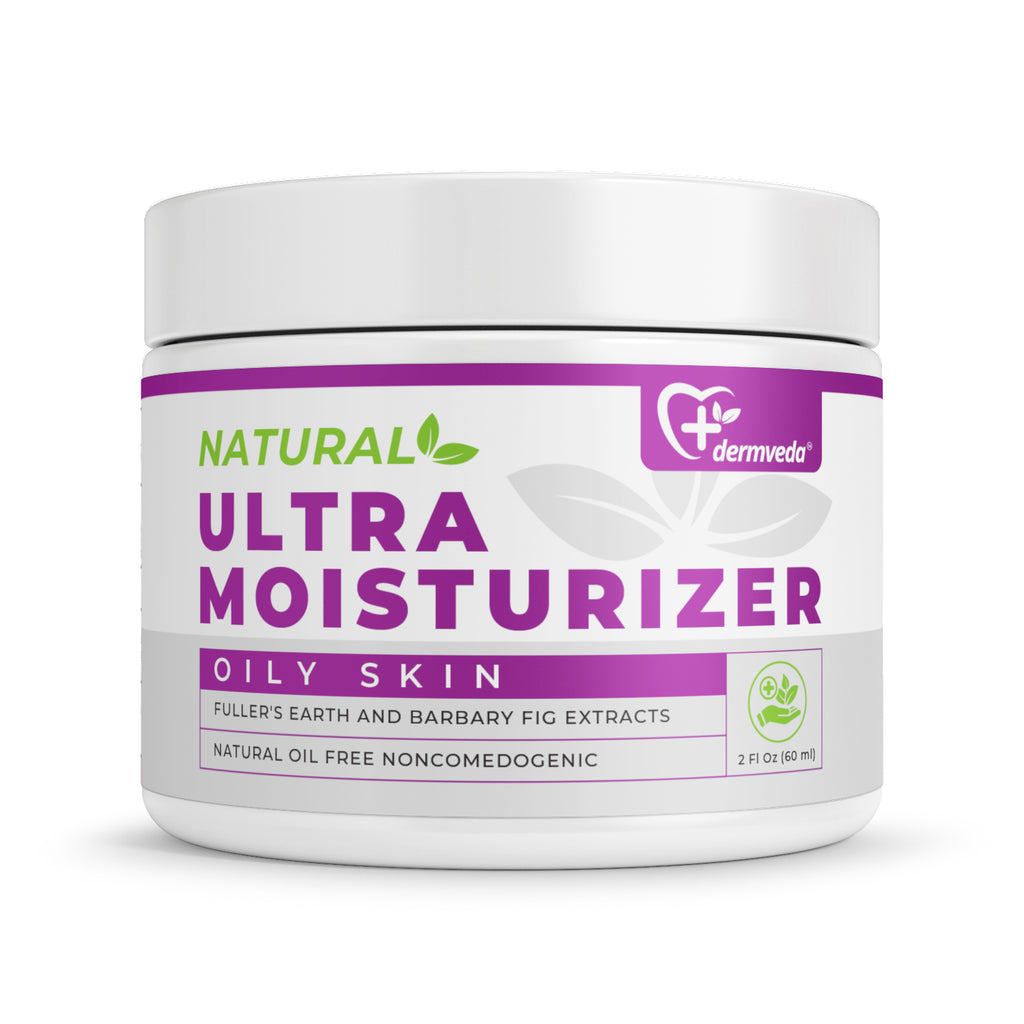 Dermveda Ultra Moisturizer for Oily Skin, Oil-Free Hydration with Fuller's Earth and Barbary Fig Extract - Non-Comedogenic Formula for Skin
