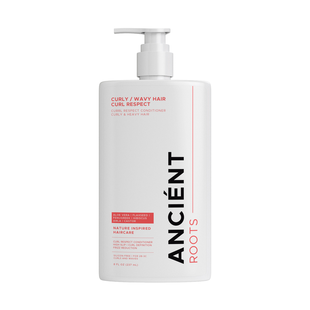 Ancient Roots Curly/Wavy Hair Curl Respect Conditioner with Aloe Vera, Flaxseed, Fenugreek, Hibiscus, Amla and Castor, High Slip Care for 2B-3C Curls, 8 Fl Oz