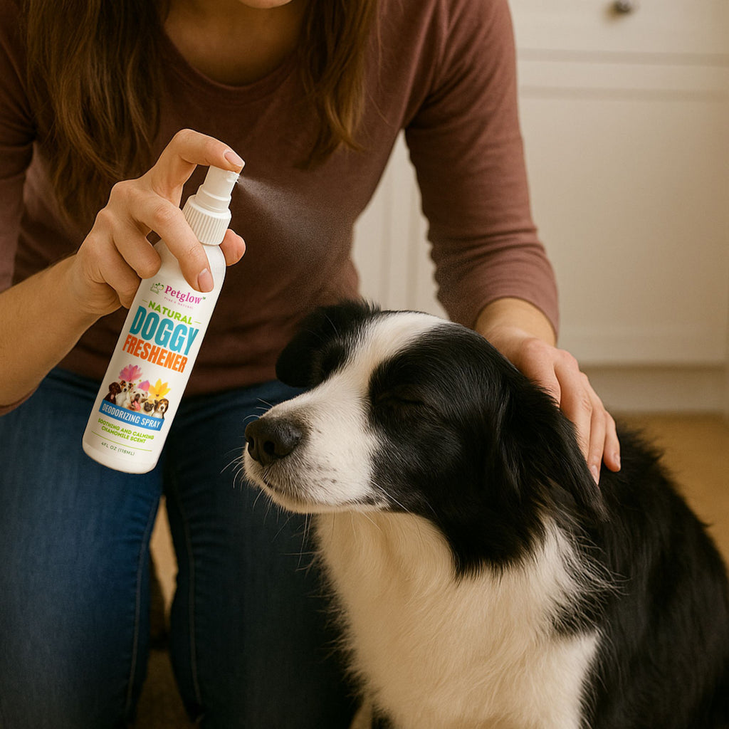 Petglow Natural Pet Odor Eliminator Spray for Dogs, Deodorizer with Neem, Ginger and Rosemary Extracts, Odor Controlling, Lasting Freshness