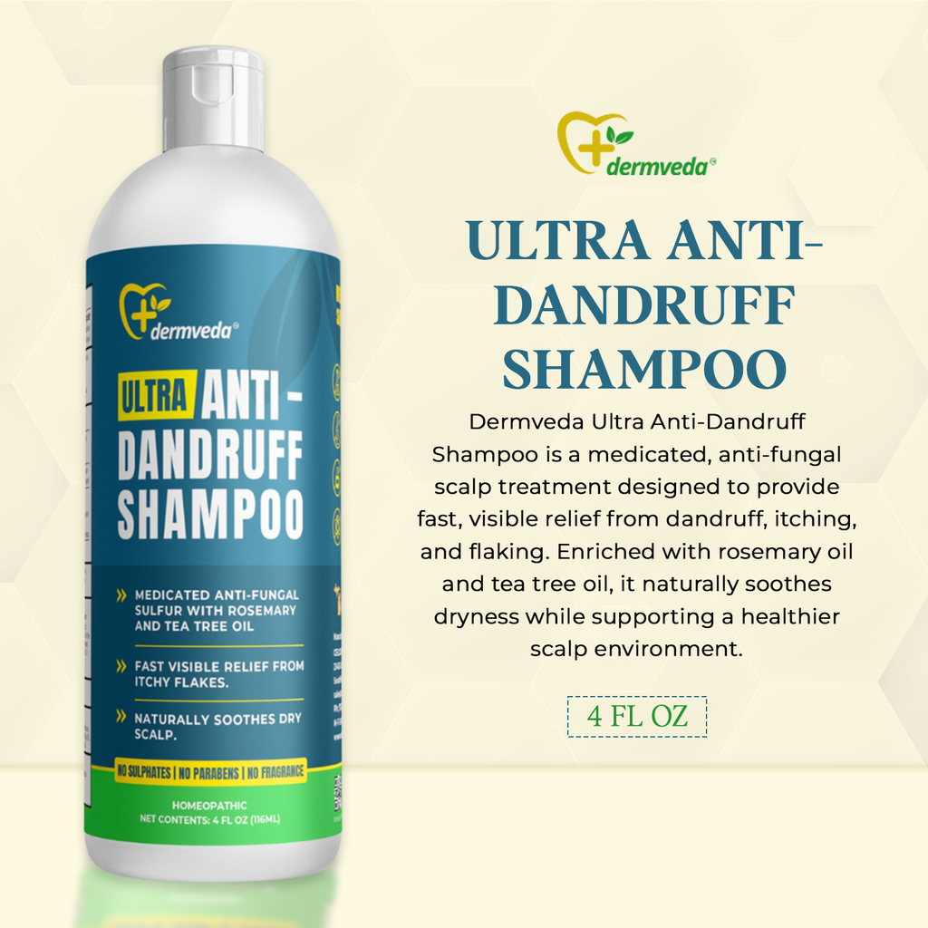 Ultra Anti-Dandruff Shampoo, Medicated Fungus-control Sulphur Formula With Rosemary, and Tea Tree Oil, Relief from Itchy Flakes and Dry Scalp
