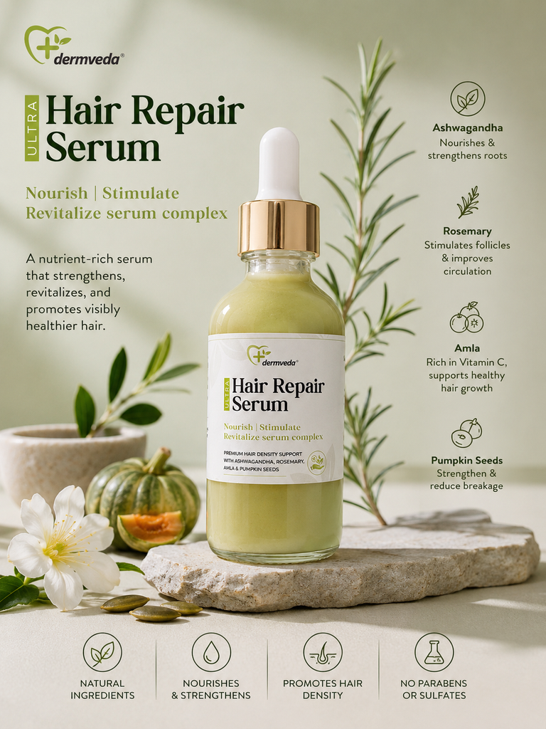 Dermveda Ultra Hair Repair Serum with Ashwagandha, Amla for Alopecia-Prone Scalp