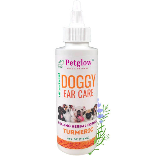 Dog ear cleaner with turmeric for odor, wax and debris relief.