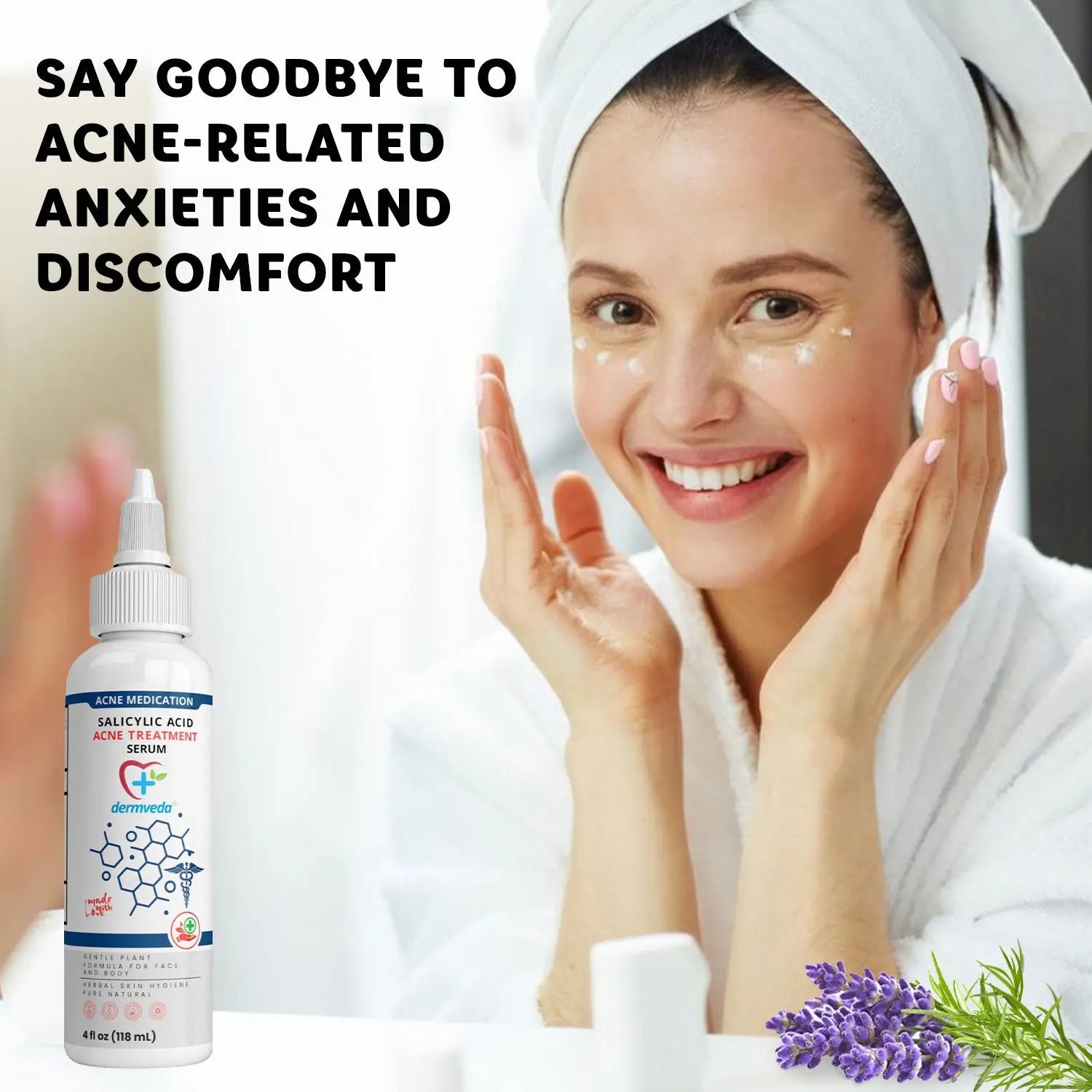 Effective cystic acne serum with salicylic acid for natural acne treatment.