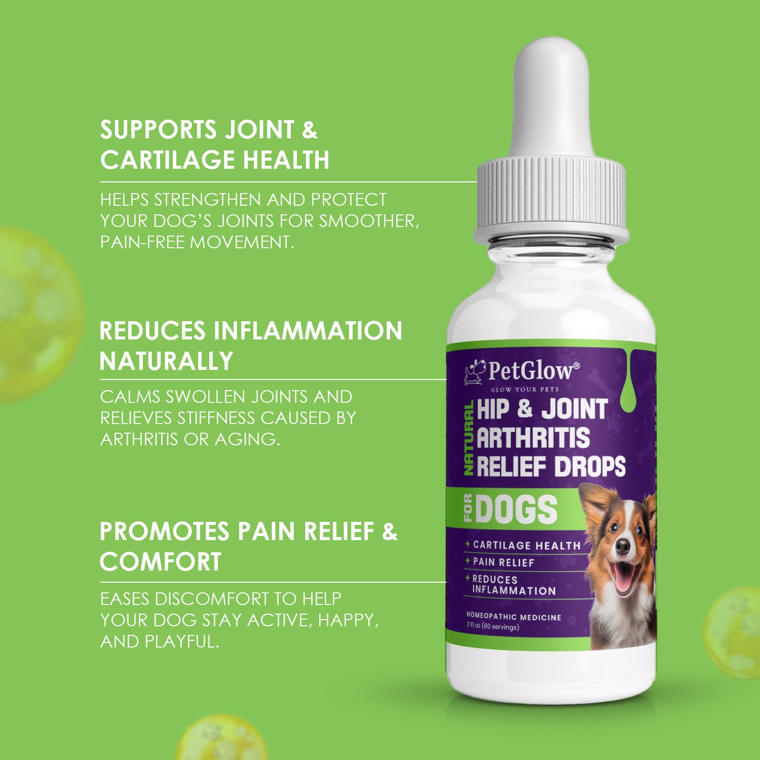 PetGlow® Natural Hip & Joint Arthritis Relief Drops with Curcumin & Boswellia for Dogs & Cats