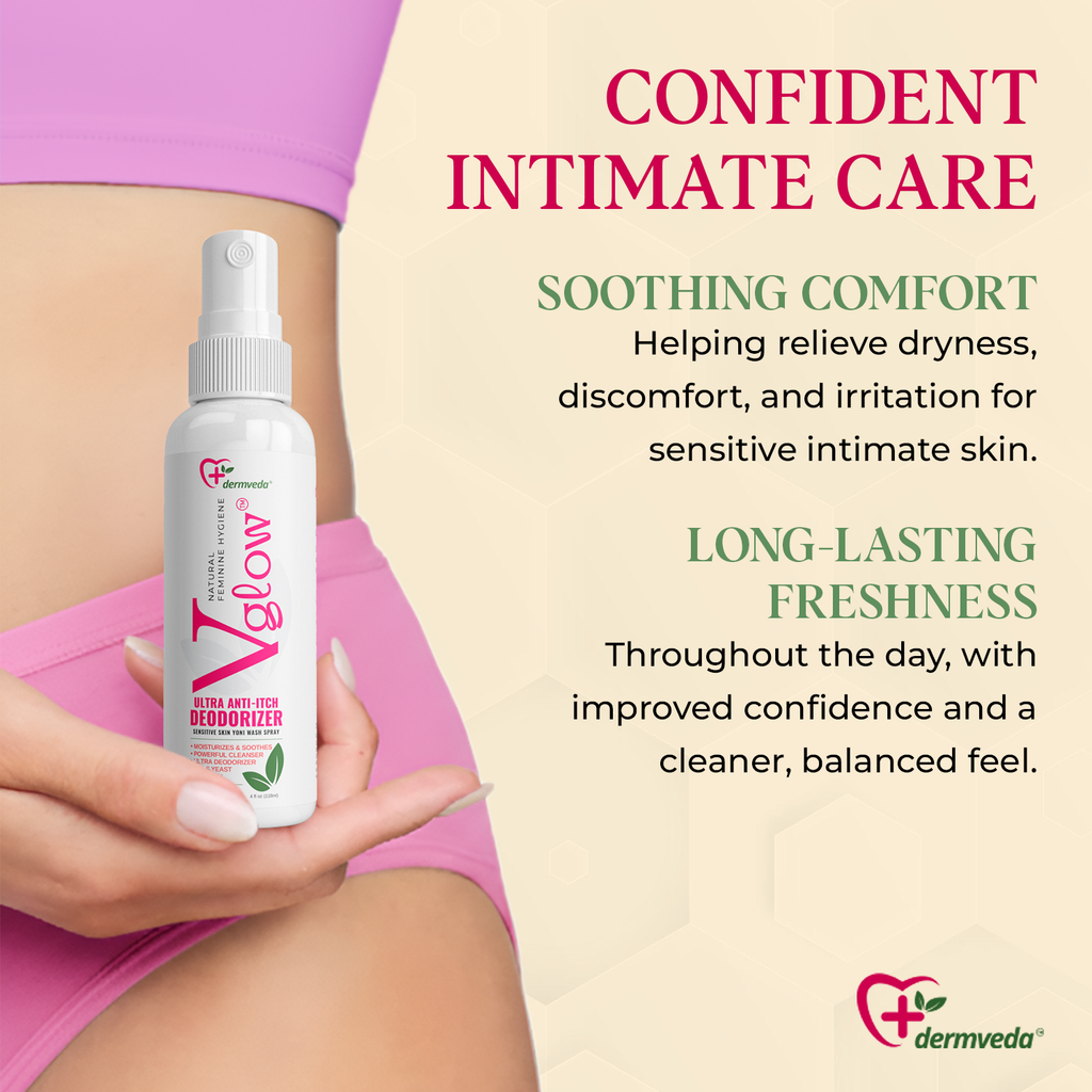 Dermveda V Glow Feminine Hygiene Spray – Vaginal Itch & Odor Wash for Sensitive Skin