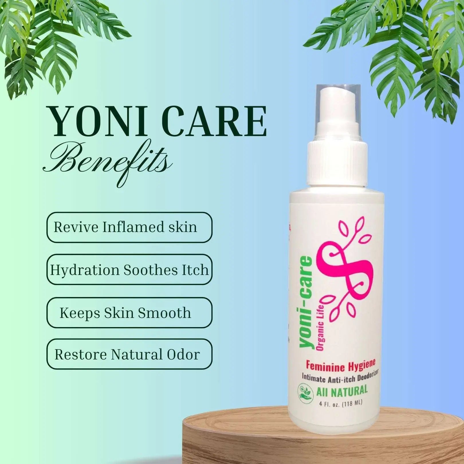 Yoni-Care natural spray for feminine hygiene and anti-itch.