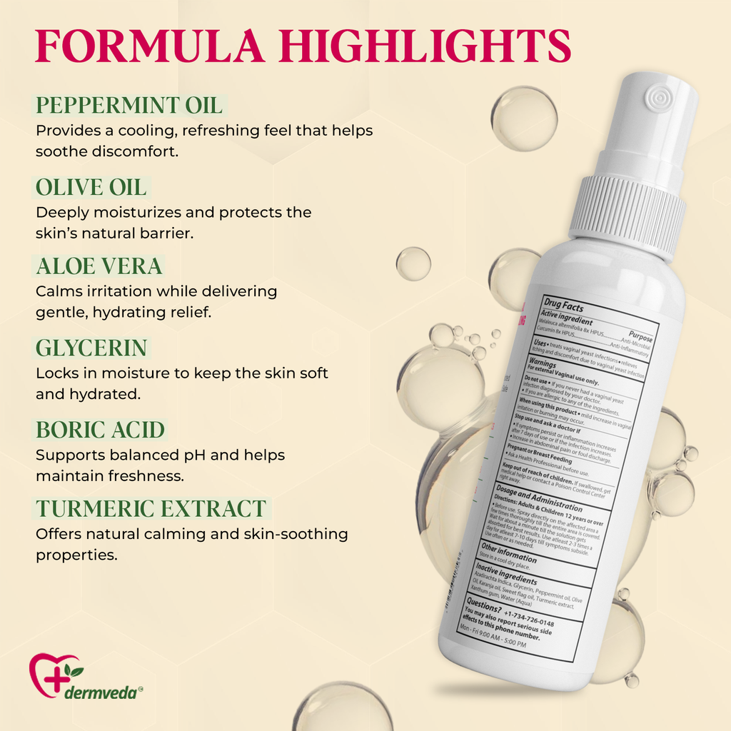 Dermveda V Glow Feminine Hygiene Spray – Vaginal Itch & Odor Wash for Sensitive Skin