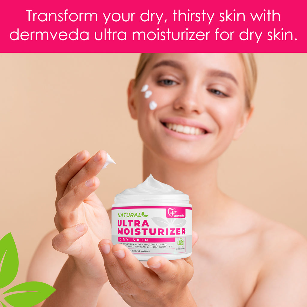 Dermveda Ultra Moisturizer for Dry Skin, Intense Hydration with Ashwagandha and Aloe Vera, Nourishing and Skin Rejuvenation Treatment for Dry Dkin
