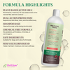 PetGlow shampoo bottle with formula highlights on a beige background