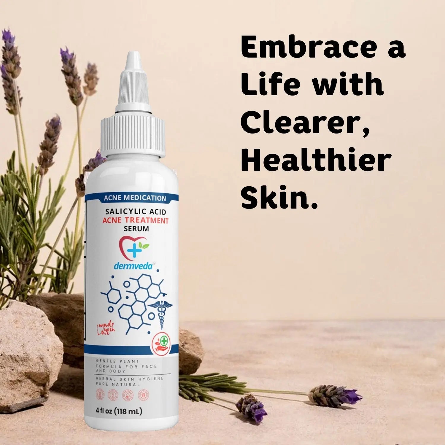 Effective cystic acne treatment with natural salicylic acid serum