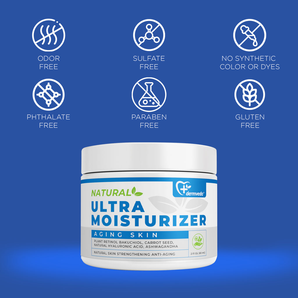 Dermveda Ultra Moisturizer Anti-Aging, Natural Skin-Strengthening Hydration Cream for Aging Skin - Nourishing Plant-Based Anti-Wrinkle Moisturizing Formula