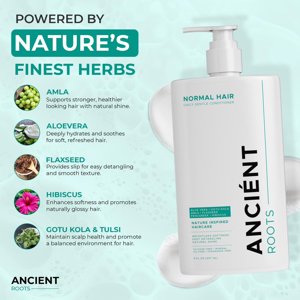 Ancient Roots Daily Gentle Conditioner for Normal Hair, Lightweight Detangling Conditioner for Natural Shine, 8 Fl Oz