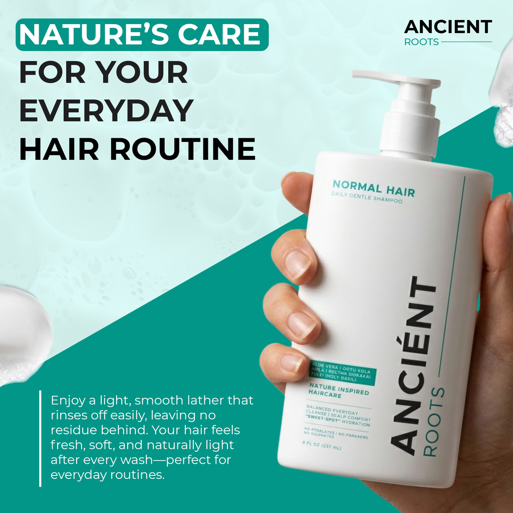 Ancient Roots Sulfate Free Daily Gentle Shampoo for Normal Hair, Scalp Comfort Shampoo for Men and Women, 8 Fl Oz