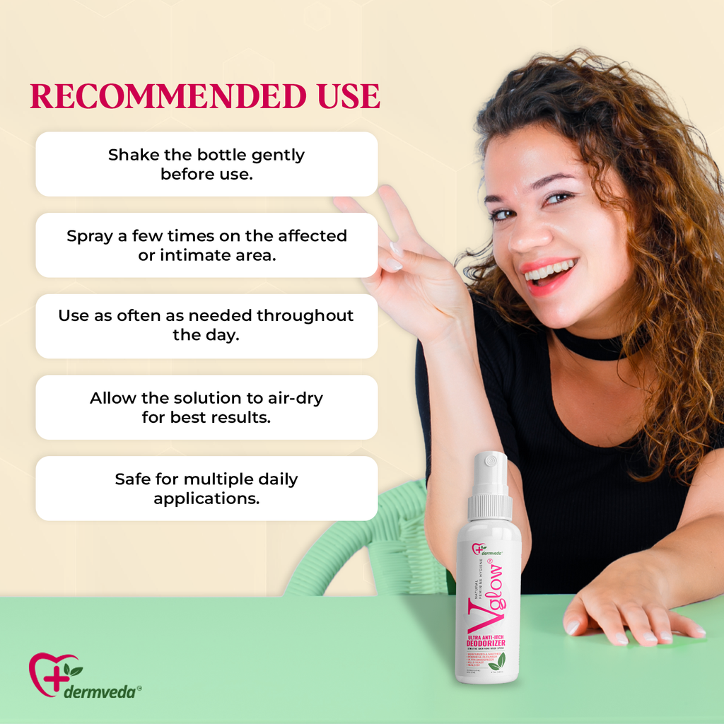 Dermveda V Glow Feminine Hygiene Spray – Vaginal Itch & Odor Wash for Sensitive Skin