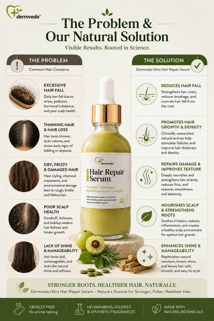 Dermveda Ultra Hair Repair Serum with Ashwagandha, Amla for Alopecia-Prone Scalp