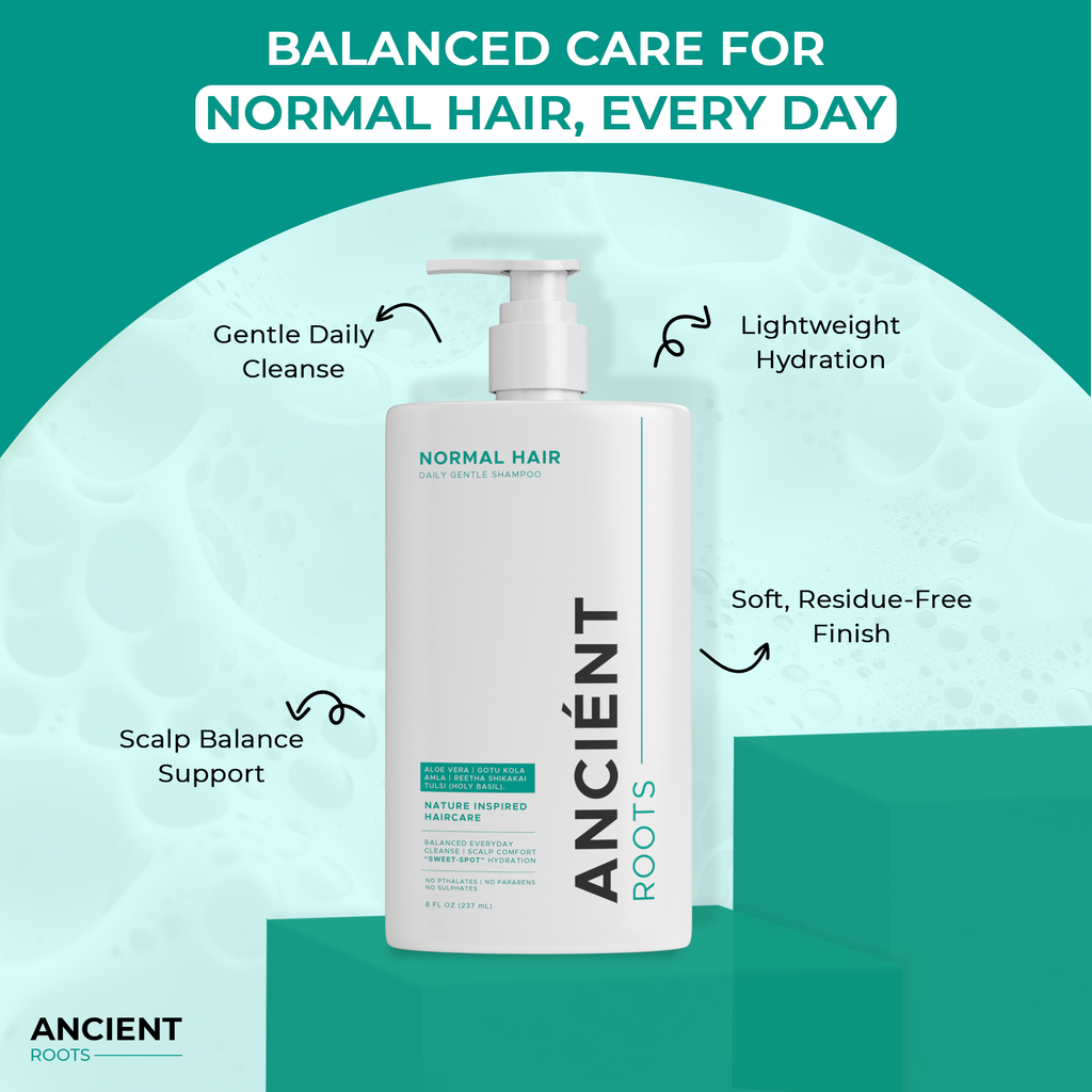 Ancient Roots Sulfate Free Daily Gentle Shampoo for Normal Hair, Scalp Comfort Shampoo for Men and Women, 8 Fl Oz