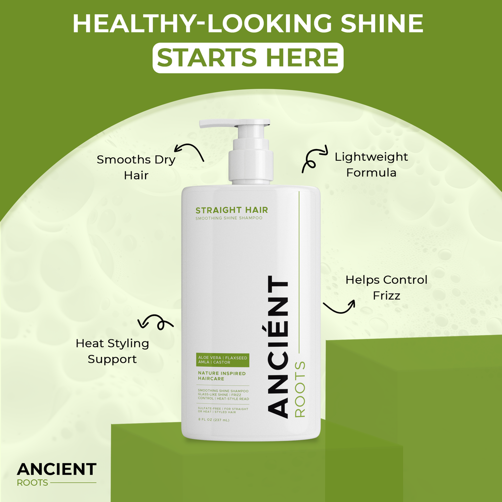 Ancient Roots Conditioner for Straight Hair, Smoothing Shine Conditioner with Aloe Vera, Flaxseed, Amla and Castor Oil, 8 Fl Oz