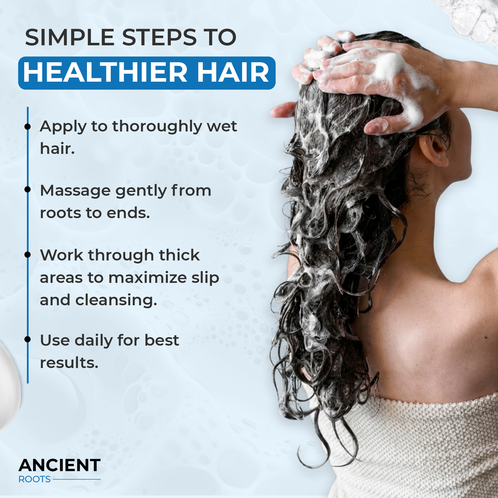 Ancient Roots Thick Hair Rich Detangling Shampoo, Sulfate Free Shampoo, Aloe Vera Flaxseed Fenugreek Hibiscus Amla, Frizz Control Nourishing Cleanse and Smoothness, 8 Fl Oz