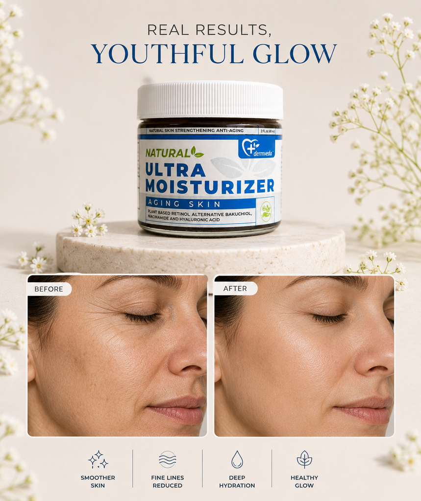 Dermveda Ultra Moisturizer Anti-Aging, Natural Skin-Strengthening Hydration Cream for Aging Skin - Nourishing Plant-Based Anti-Wrinkle Moisturizing Formula