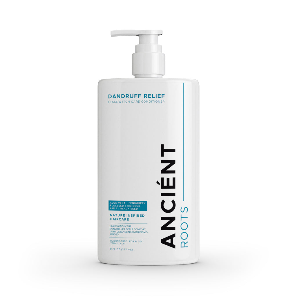 Ancient Roots Dandruff Relief Conditioner for Flaky Itchy Scalp, with Neem Karanja Turmeric Aloe Fenugreek Black Seed, Lightweight Detangling Scalp Comfort, 8 Fl Oz