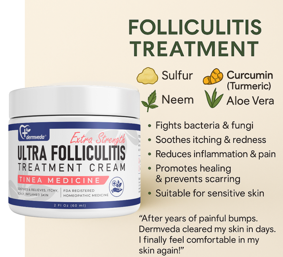 Folliculitis Cream: Advanced Relief with Sulfur, Curcumin, Neem & Aloe Vera