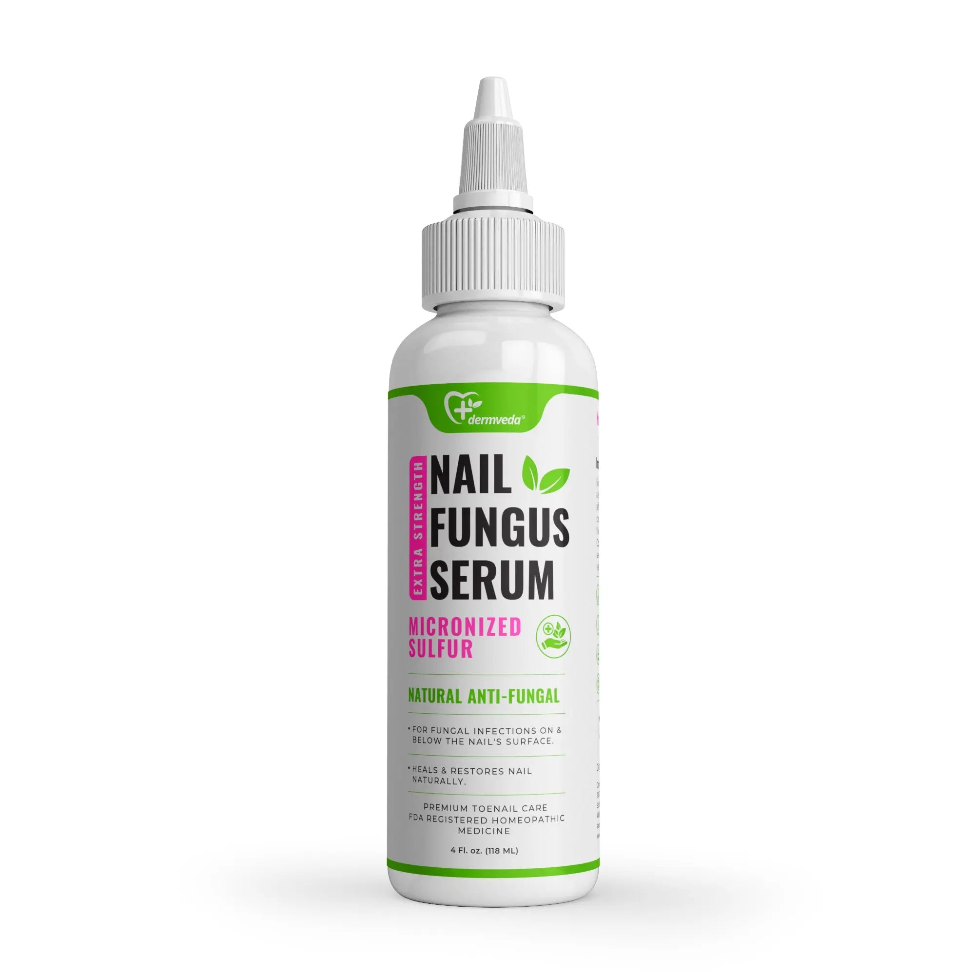 Dermveda Nail Fungus Serum for natural anti-fungal nail care with sulfur.