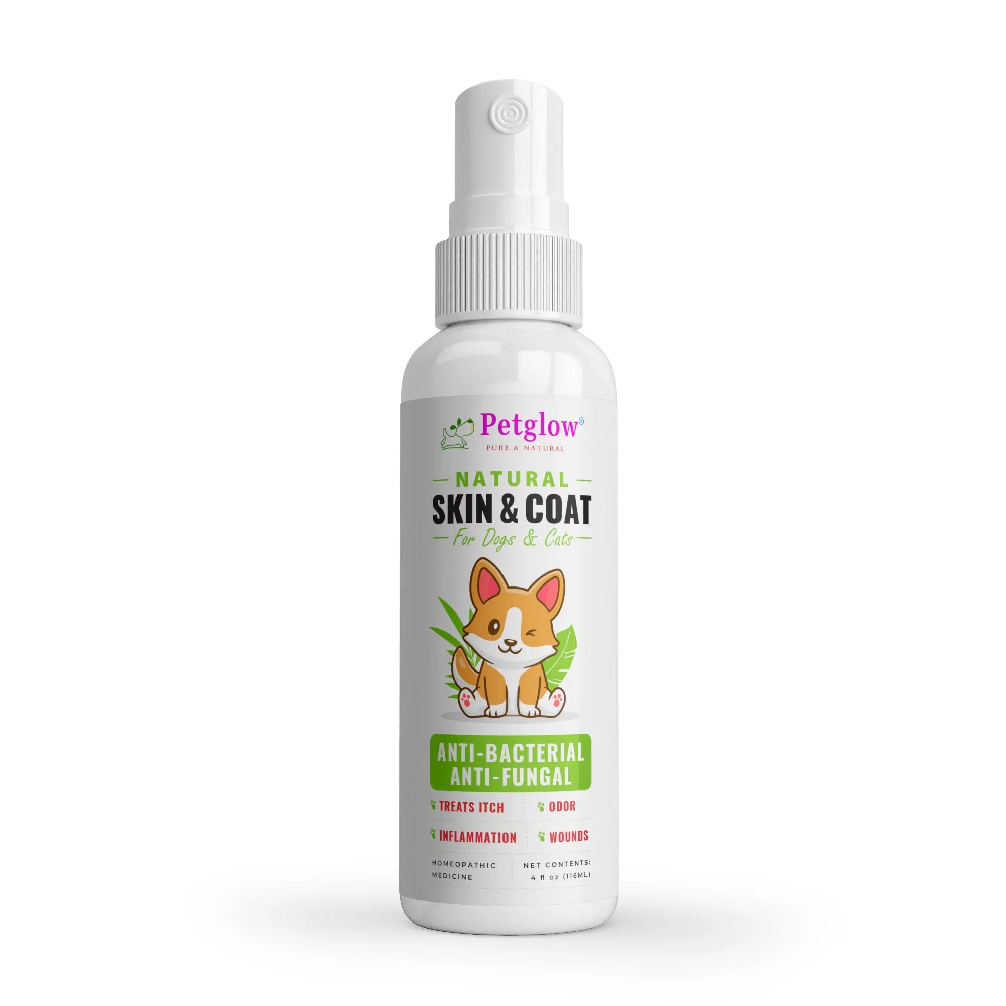 Petglow skin & coat spray for odor, itch, and wound care for dogs and cats