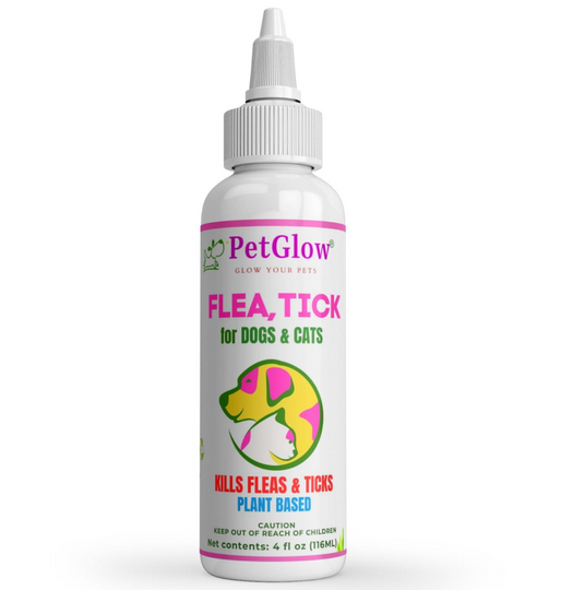 Bottle of Flea and Tick treatment for dogs and cats, plant based.