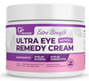 Dermveda Ultra Eye Remedy Cream jar with purple and white label on a white background